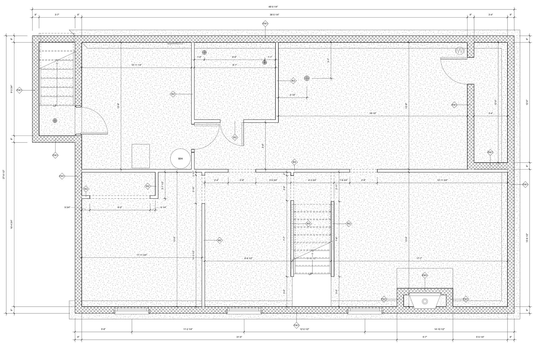 Existing basement floor plan before the renovation