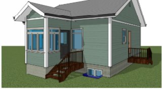 3D view of the existing single-storey house