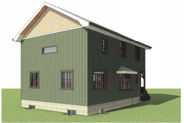 3D view of a two-storey house addition